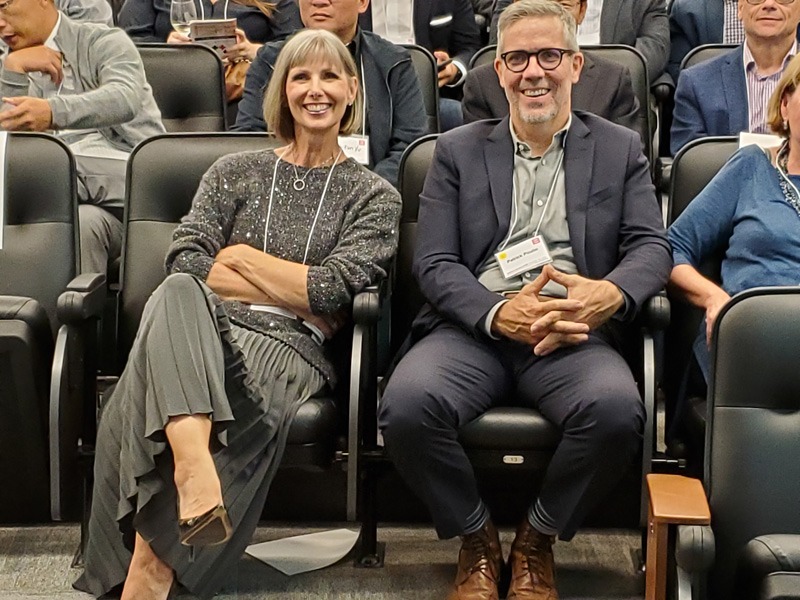 Two people at Equation launch event